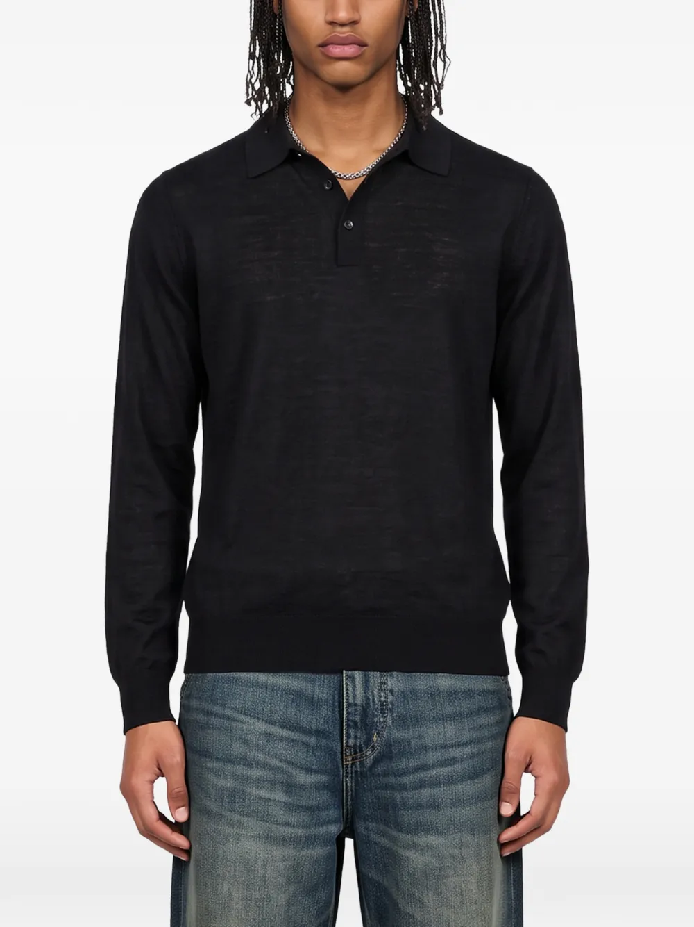 Kangra Poloshirt met lange mouwen Zwart