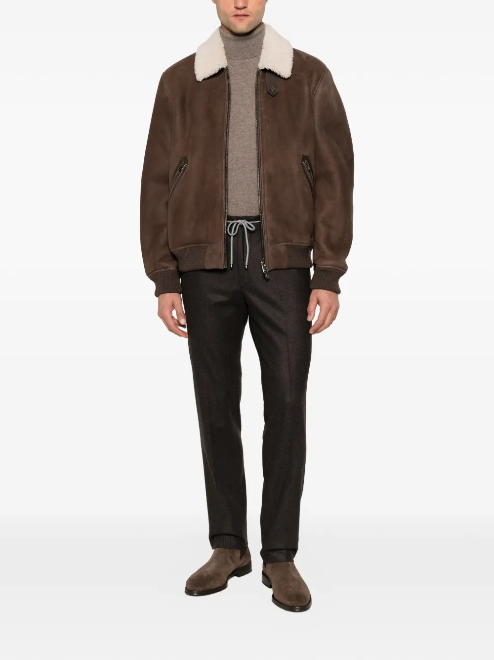 Canali Jack met lammy kraag Bruin