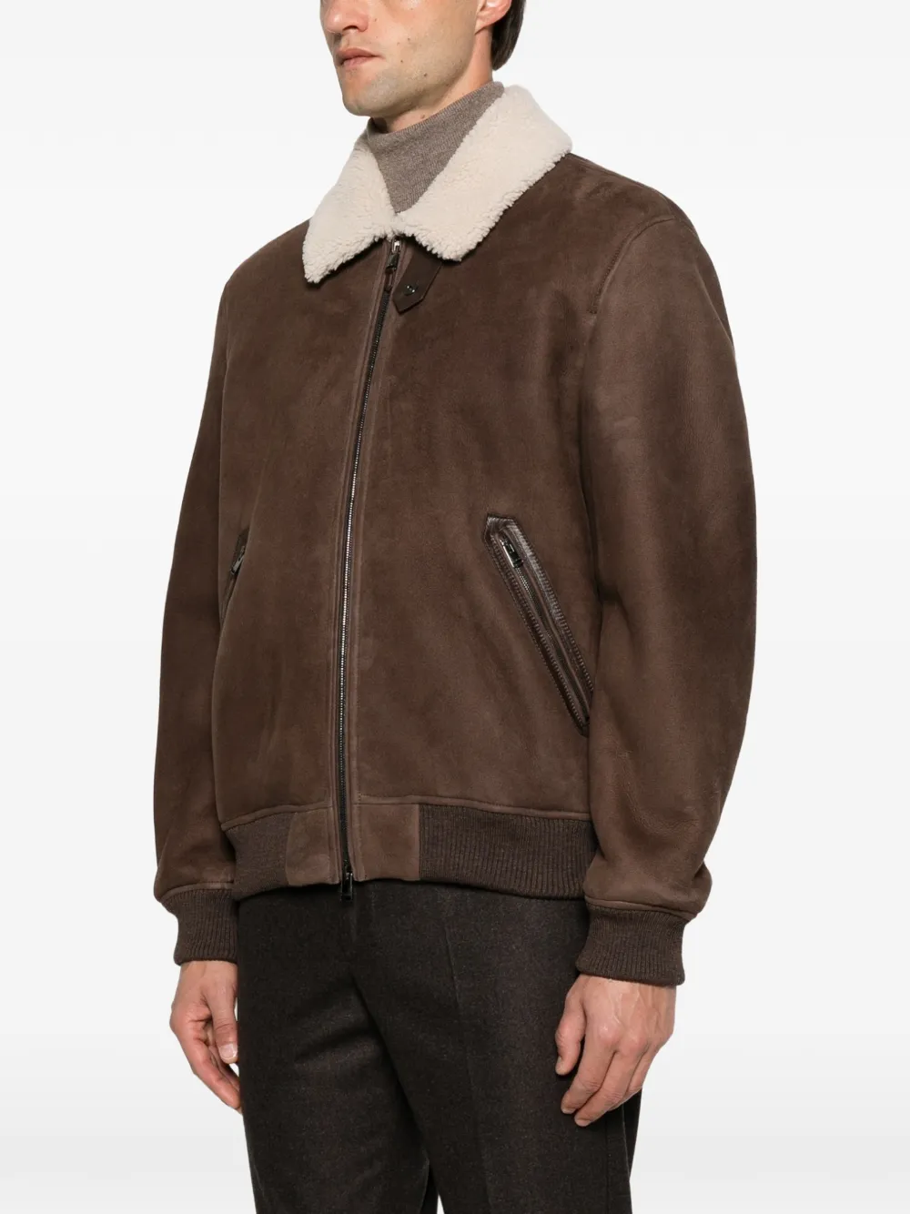Canali Jack met lammy kraag Bruin