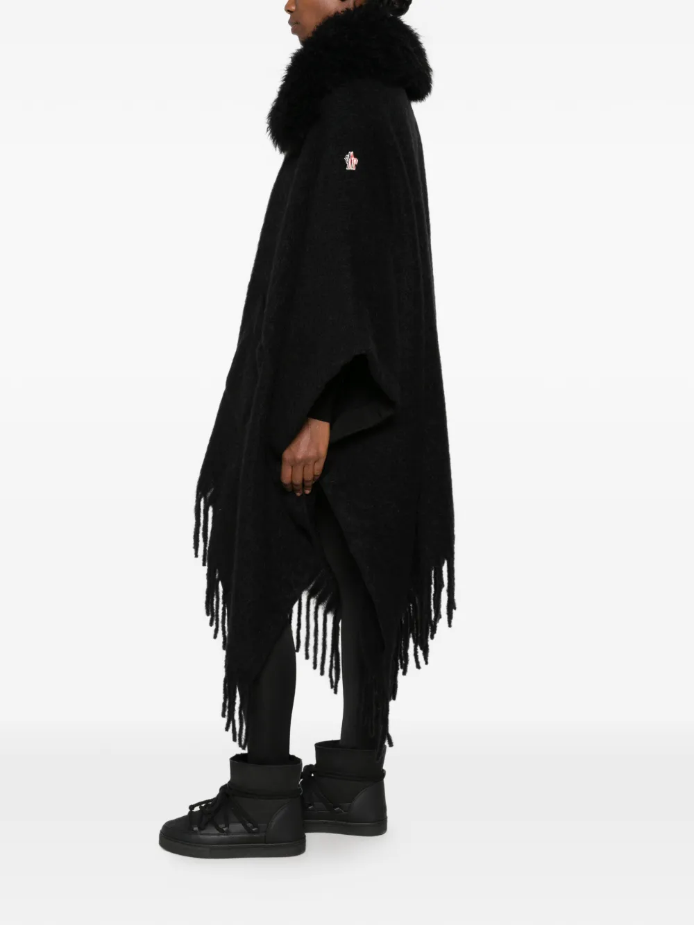 Moncler Grenoble fringed cape Zwart