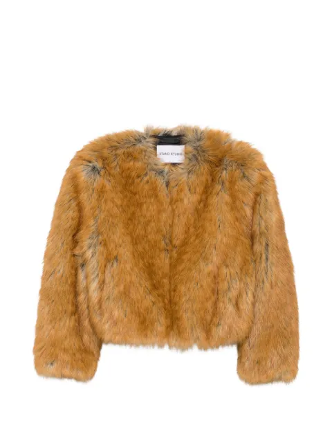 STAND STUDIO Karly faux-fur collarless jacket
