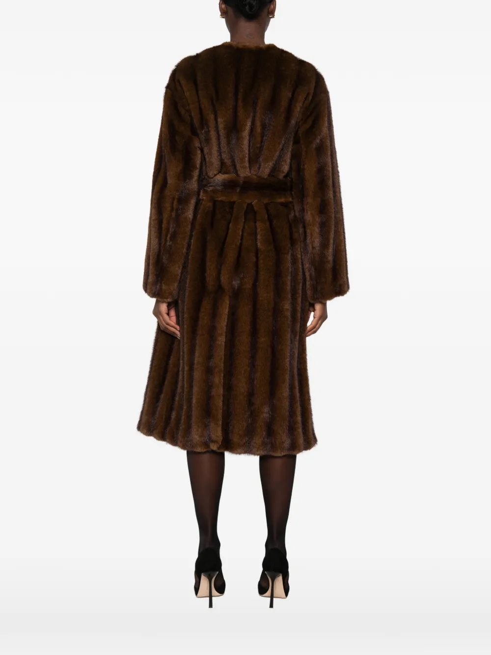 STAND STUDIO Miranda belted faux-fur coat Bruin