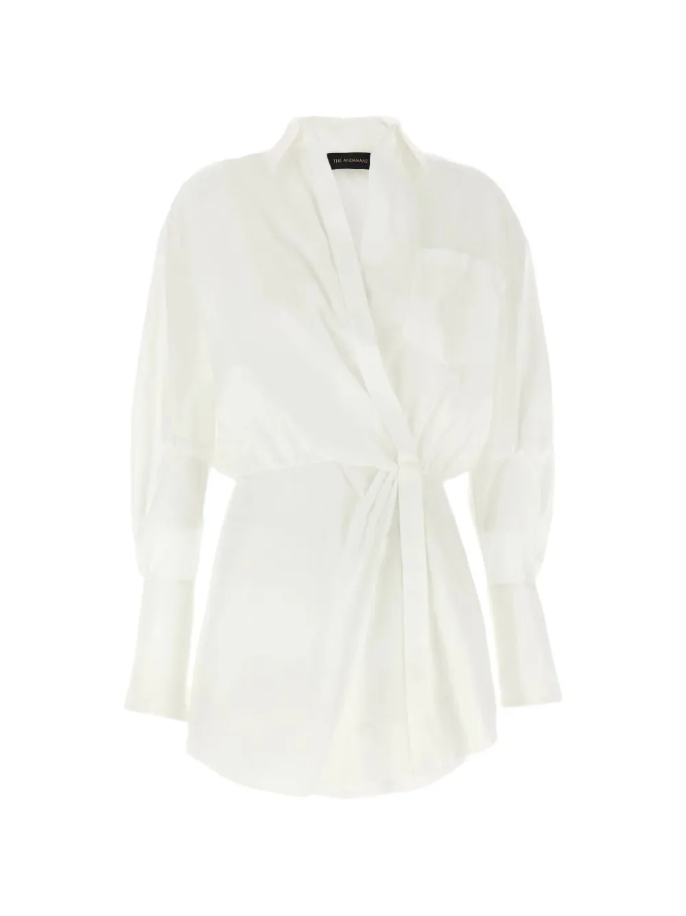 THE ANDAMANE wrap-effect gathered shirt