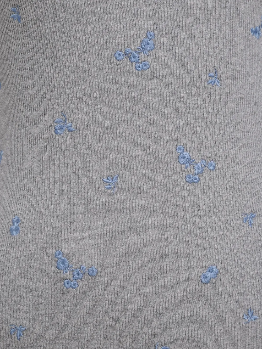 Dorothee Schumacher floral-embroidered ribbed top Grijs