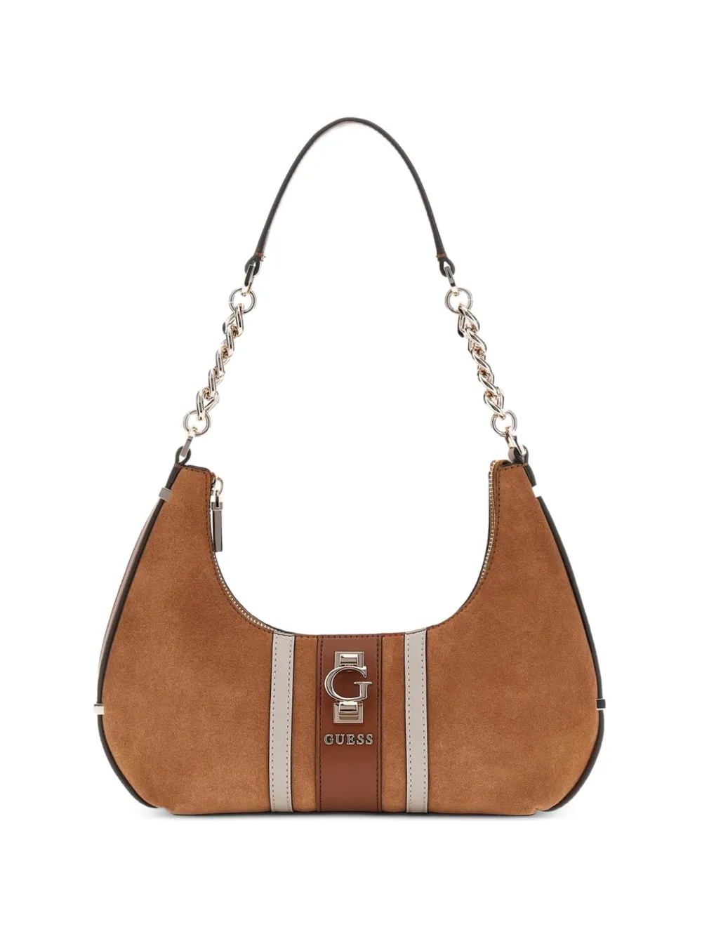 GUESS USA Borsa a spalla Erenia mini in pelle scamosciata - Marrone