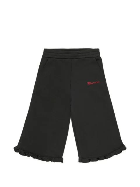 Marni Kids ruffle-trimmed logo-embroidered track bottoms