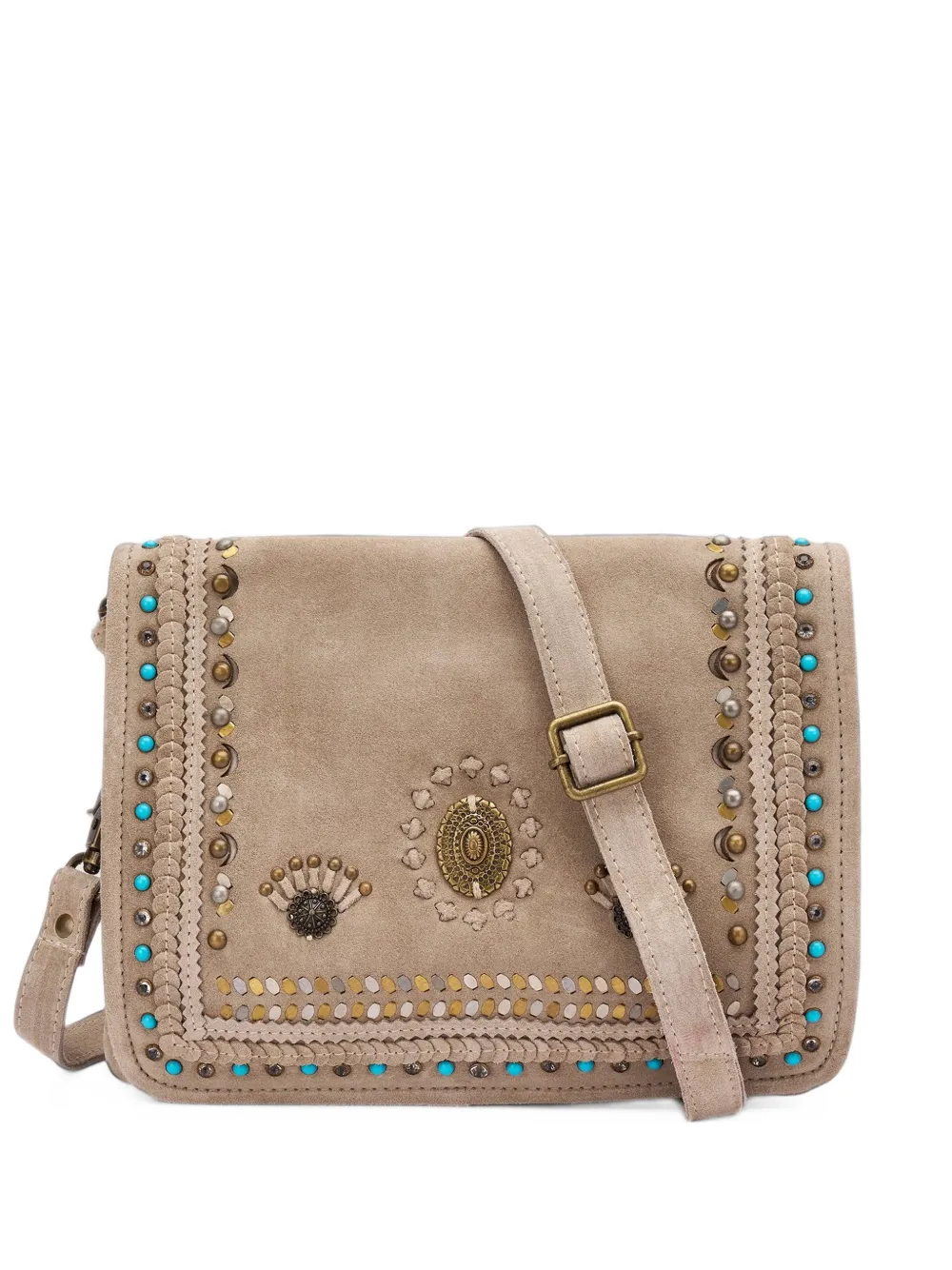 FRAU stud-embellished suede shoulder bag