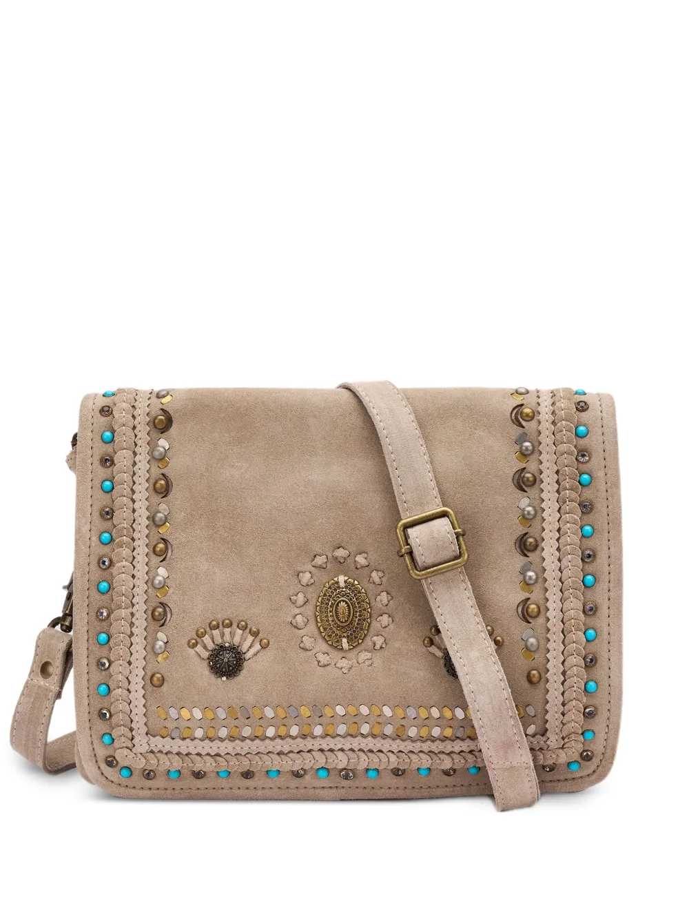 FRAU stud-embellished suede shoulder bag