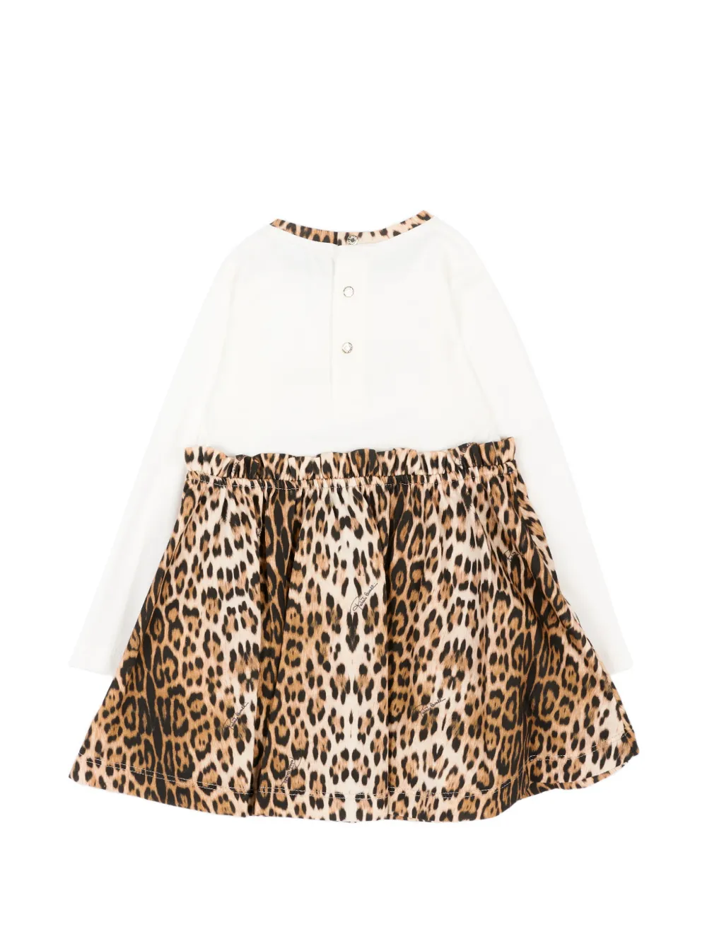 Roberto Cavalli Junior leopard-print logo-embroidered dress Beige