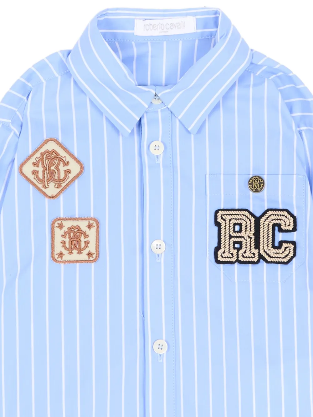 Roberto Cavalli Junior Shirt met logopatch Blauw