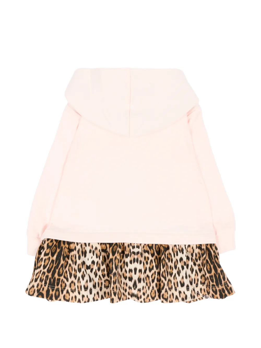 Roberto Cavalli Junior leopard-print ruffled hoodie Roze