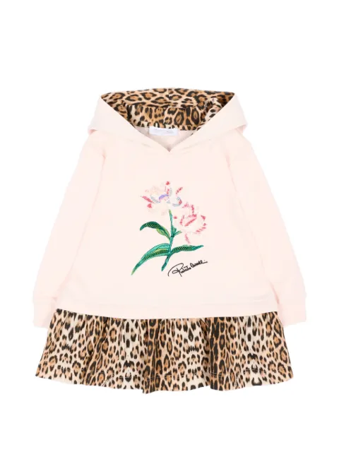Roberto Cavalli Junior 豹纹荷叶边连帽衫