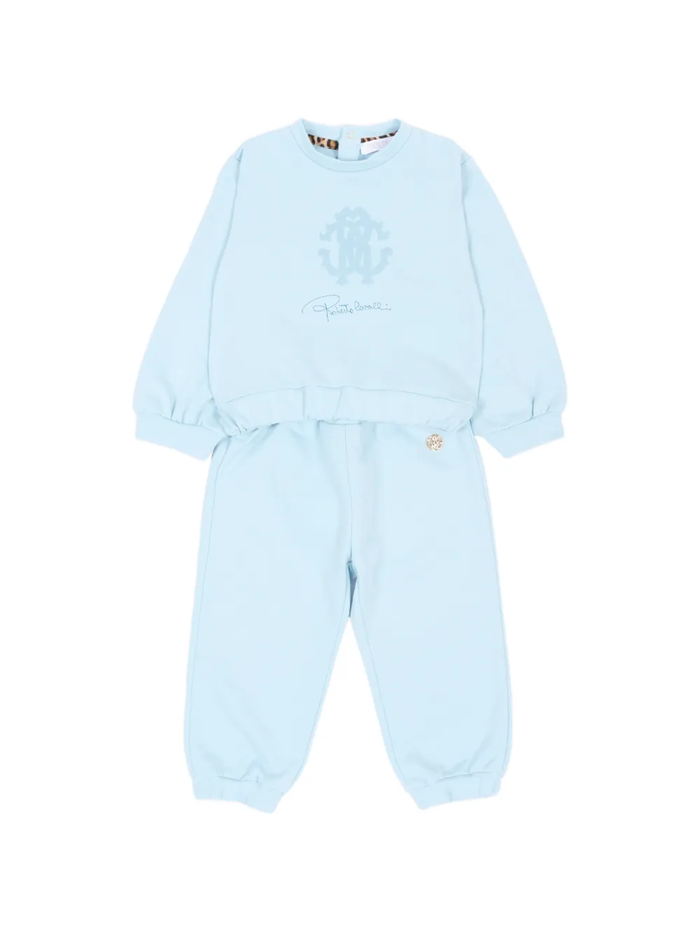 Roberto Cavalli Junior Jogginganzug mit Logo-Print - Blau