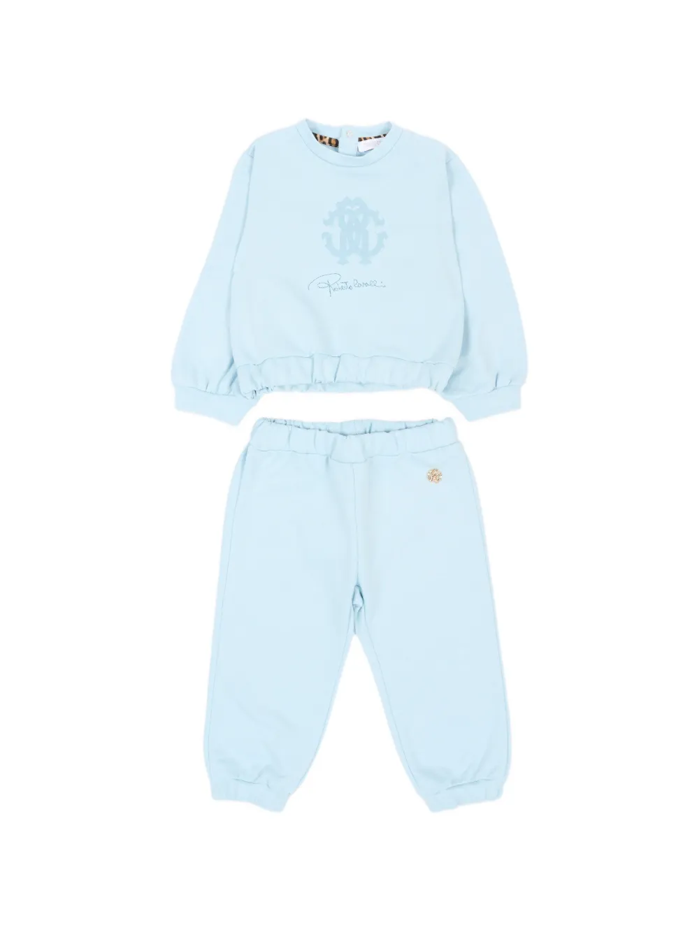 Roberto Cavalli Junior logo-print tracksuit Blauw