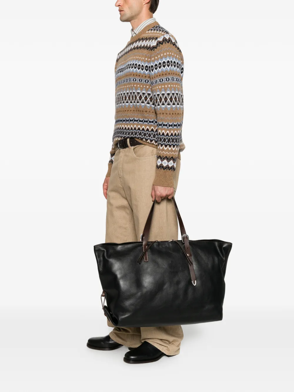 Paul Smith Leren reistas met gespbanden Zwart