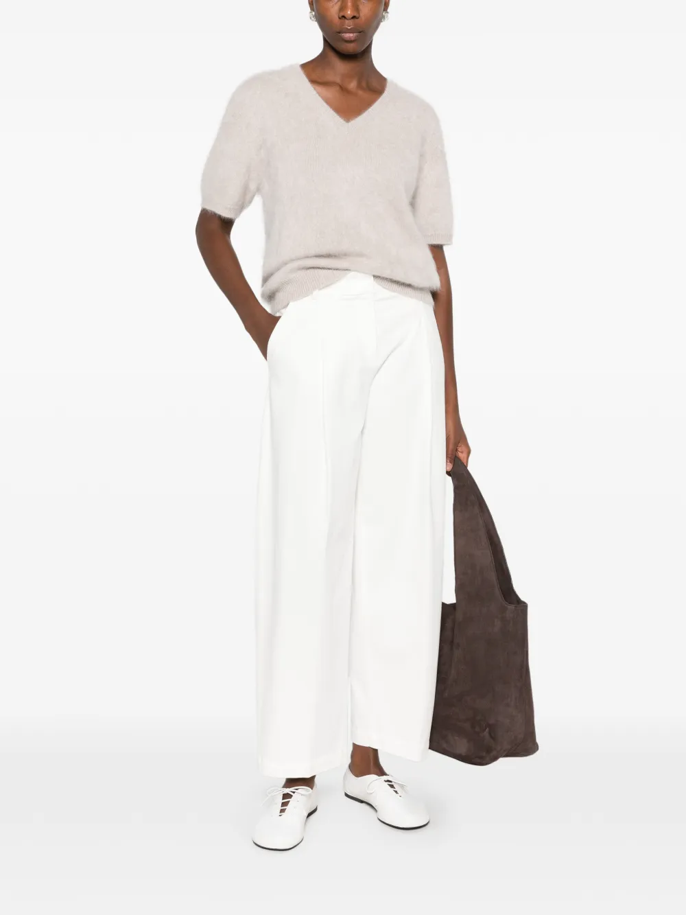 Via Masini 80 pleated wide-leg trousers Wit