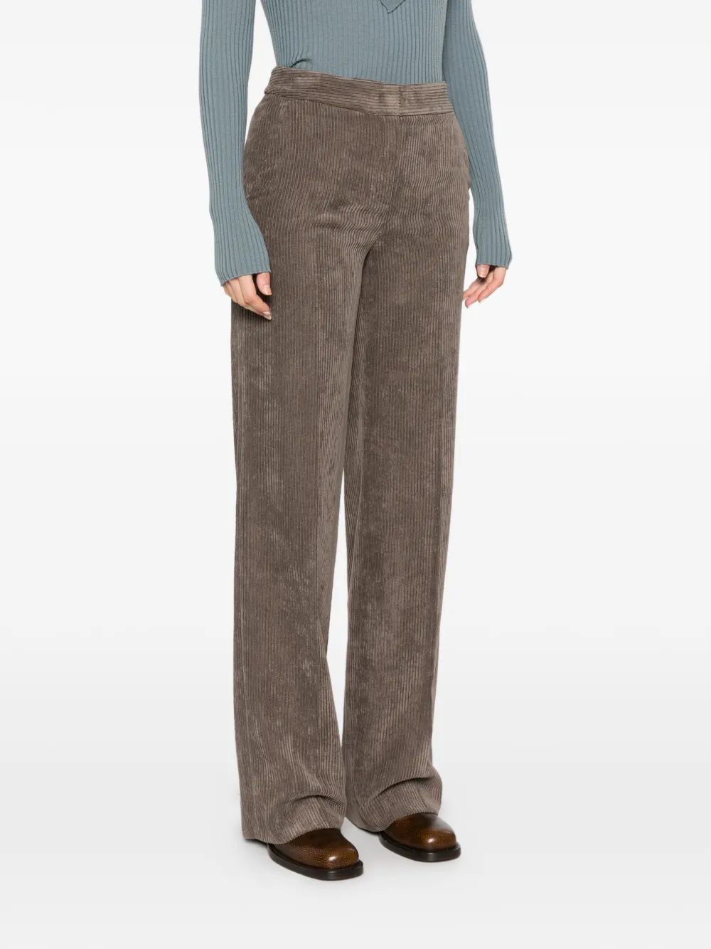 Via Masini 80 Ribfluwelen straight broek Bruin