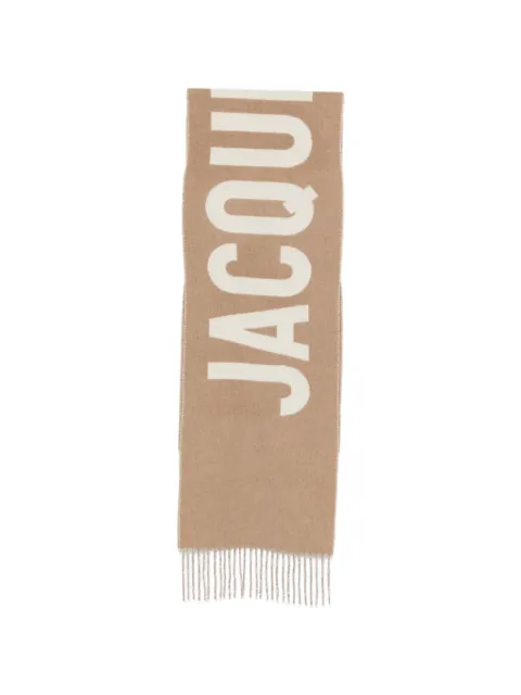 Jacquemus écharpe frangée à logo intarsia