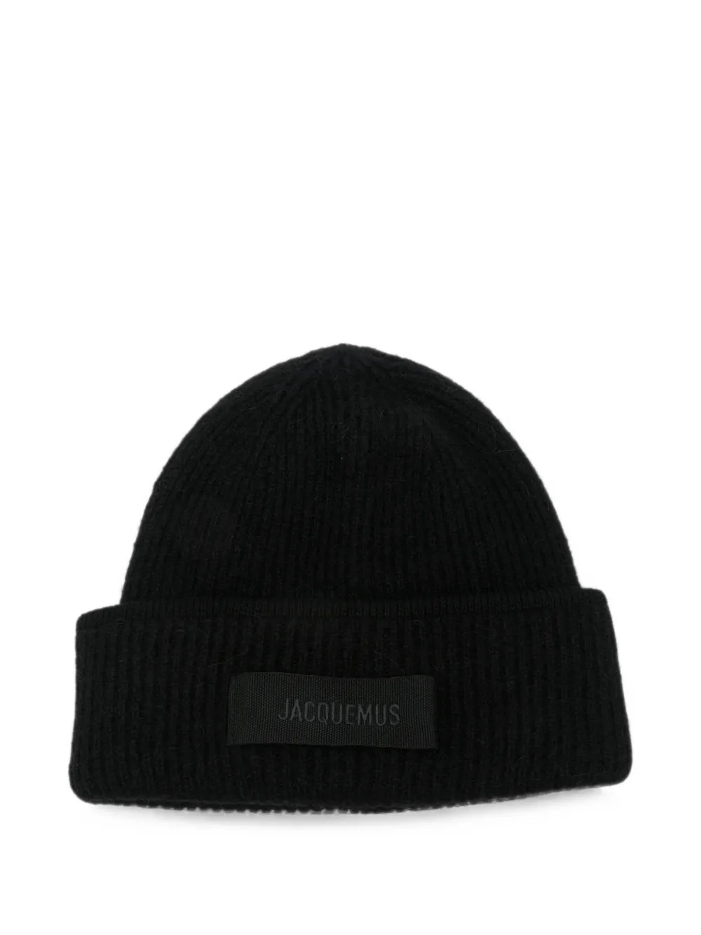 Jacquemus logo-patch ribbed beanie hat