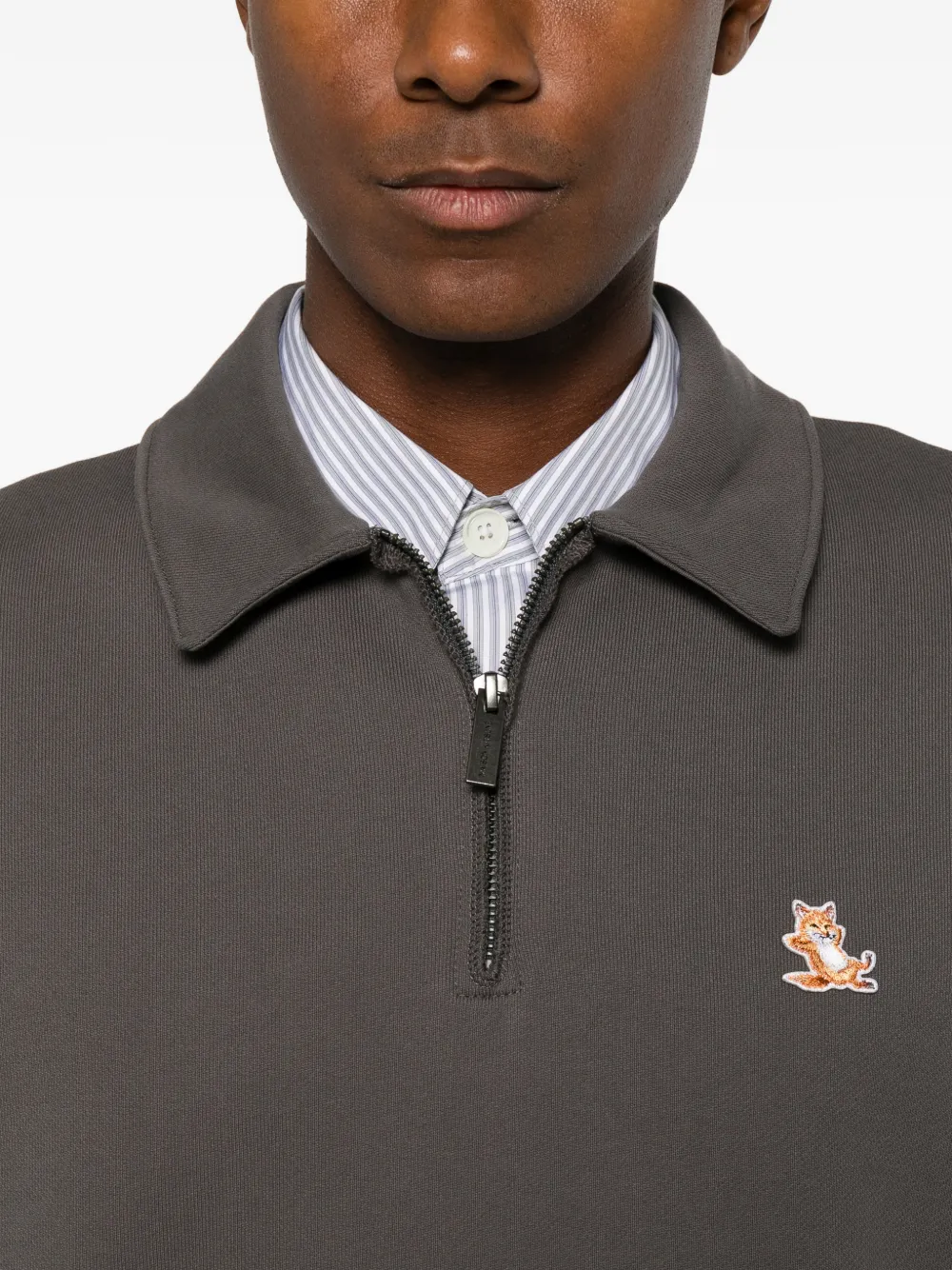 Maison Kitsuné Trui met kwartrits en vossenpatch Grijs