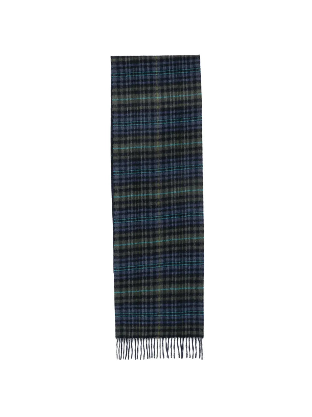 Paul Smith check-pattern fringed scarf - Blau