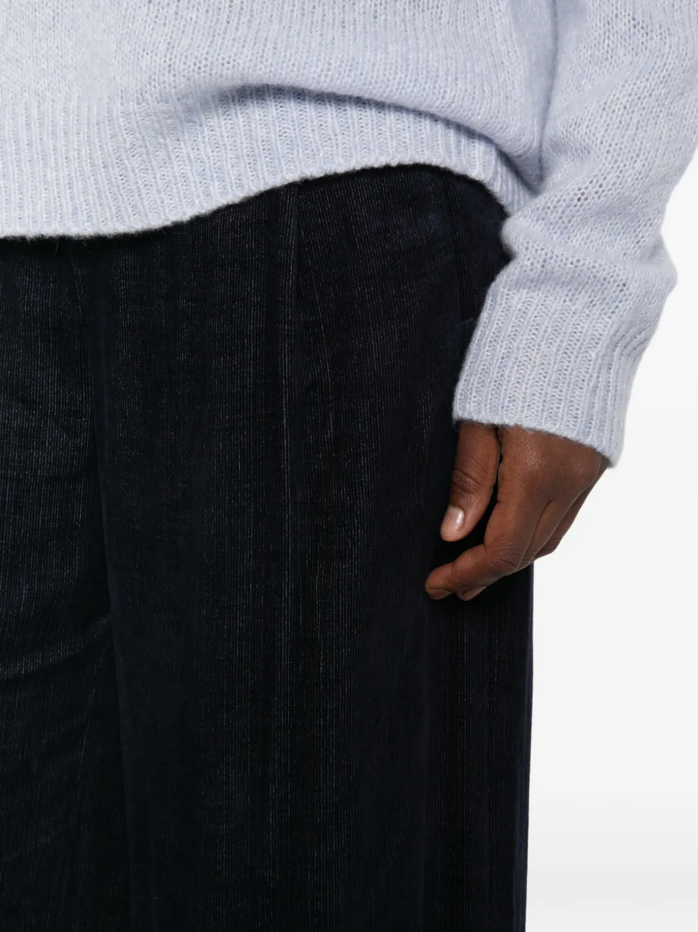Via Masini 80 Broek met wijde pijpen en ribfluwelen effect Blauw