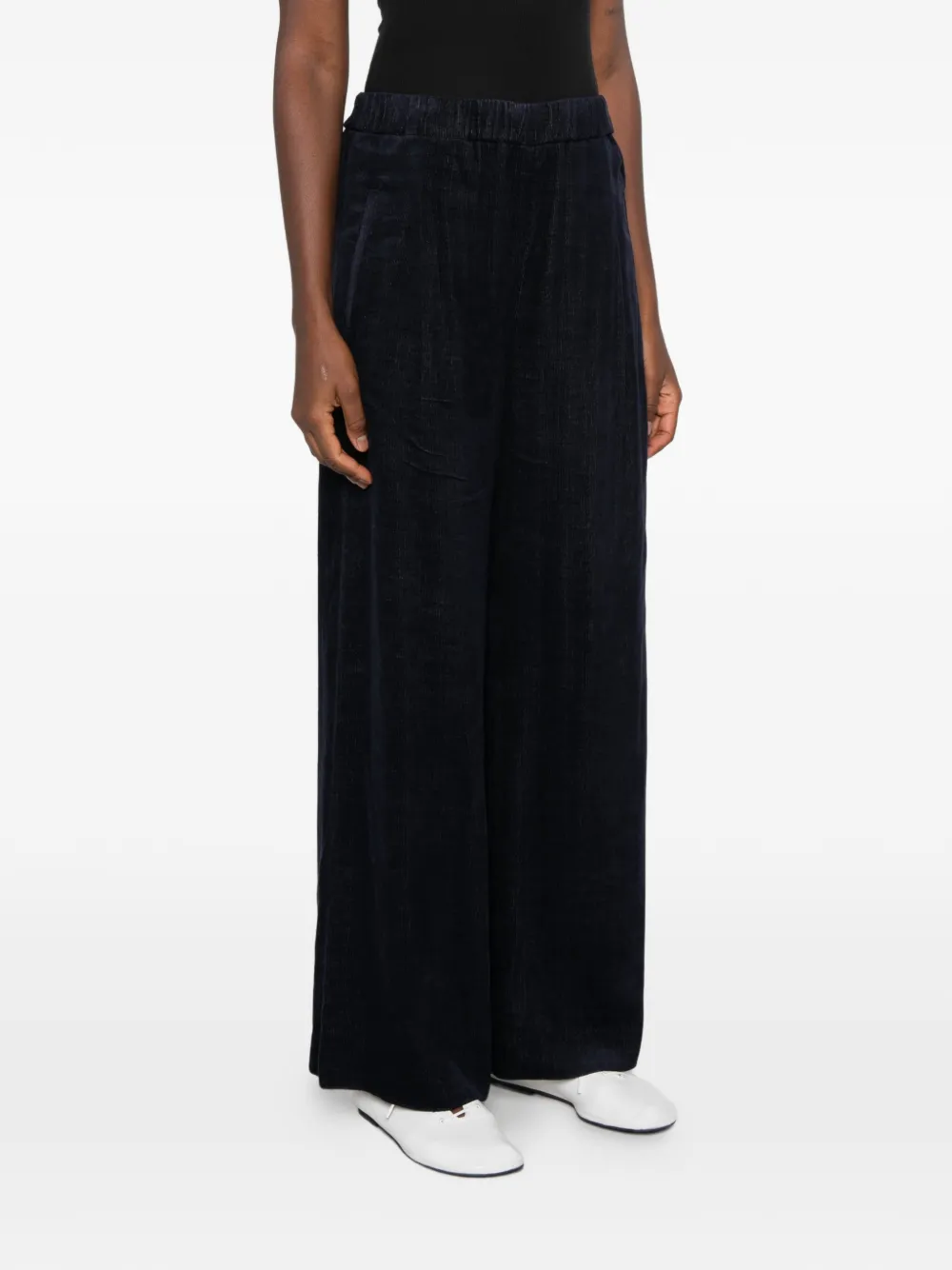 Via Masini 80 Broek met wijde pijpen en ribfluwelen effect Blauw