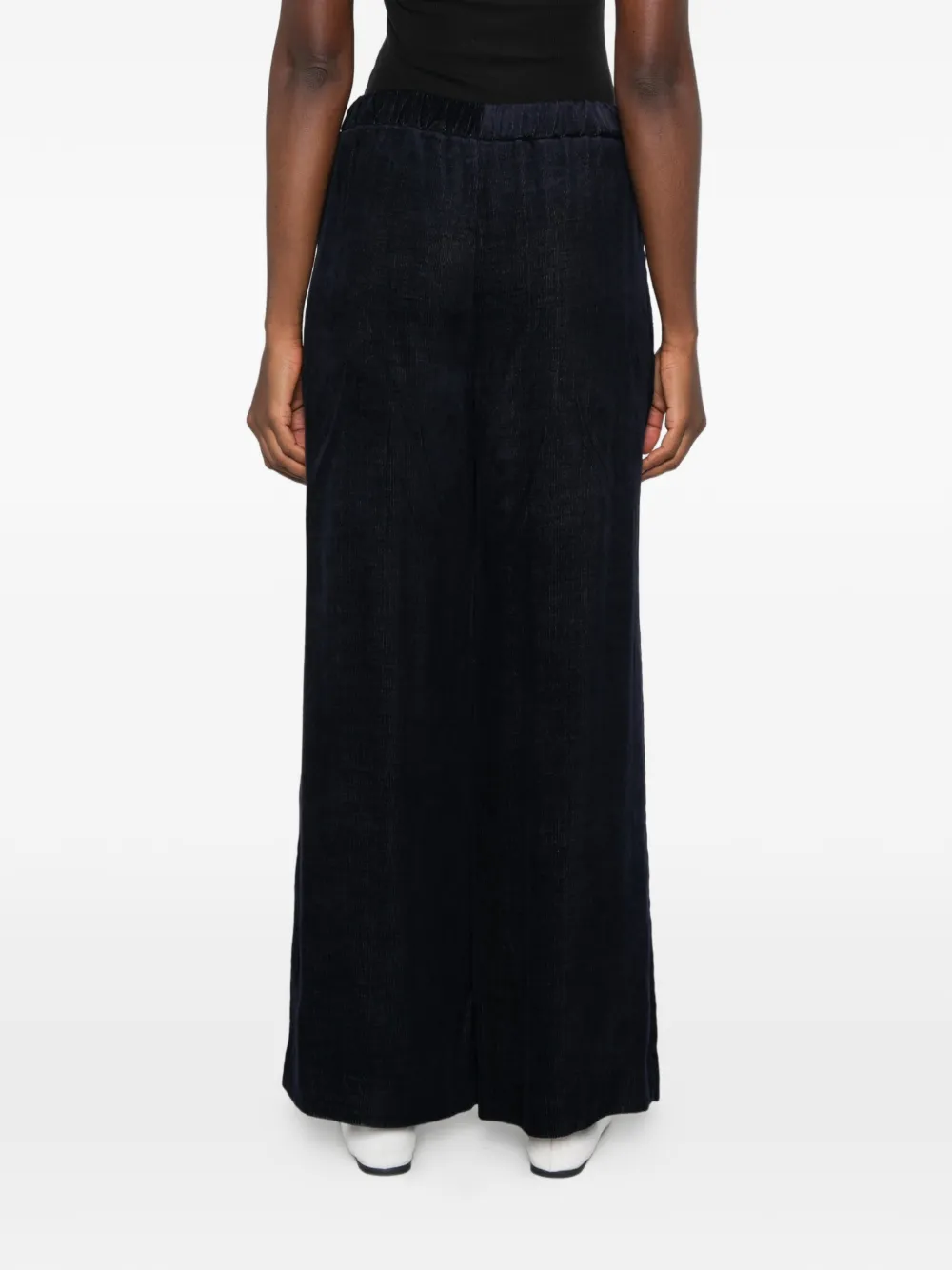 Via Masini 80 Broek met wijde pijpen en ribfluwelen effect Blauw