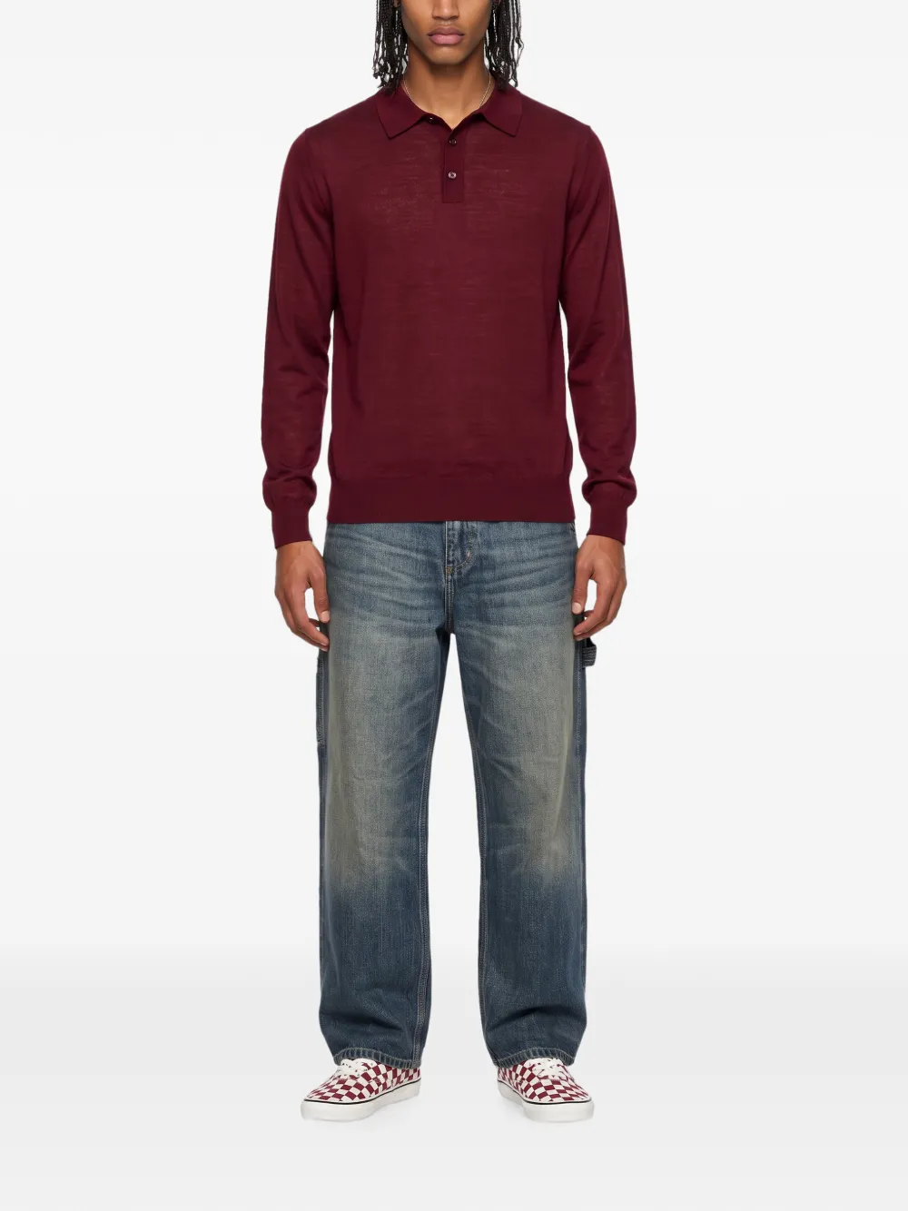 Kangra Poloshirt met lange mouwen Rood