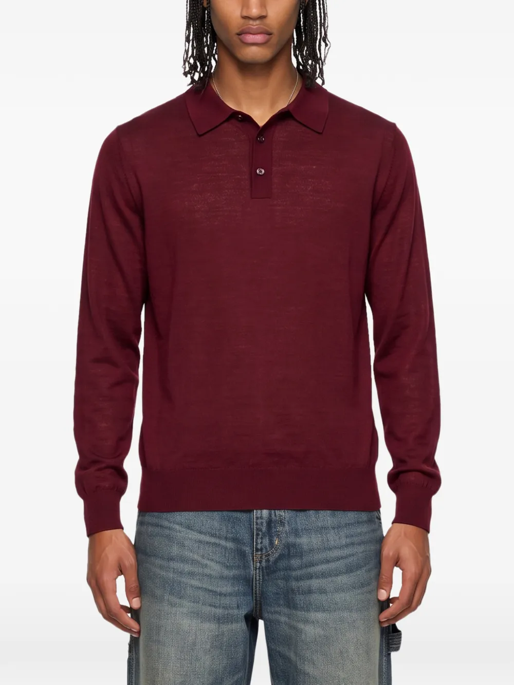 Kangra Poloshirt met lange mouwen Rood