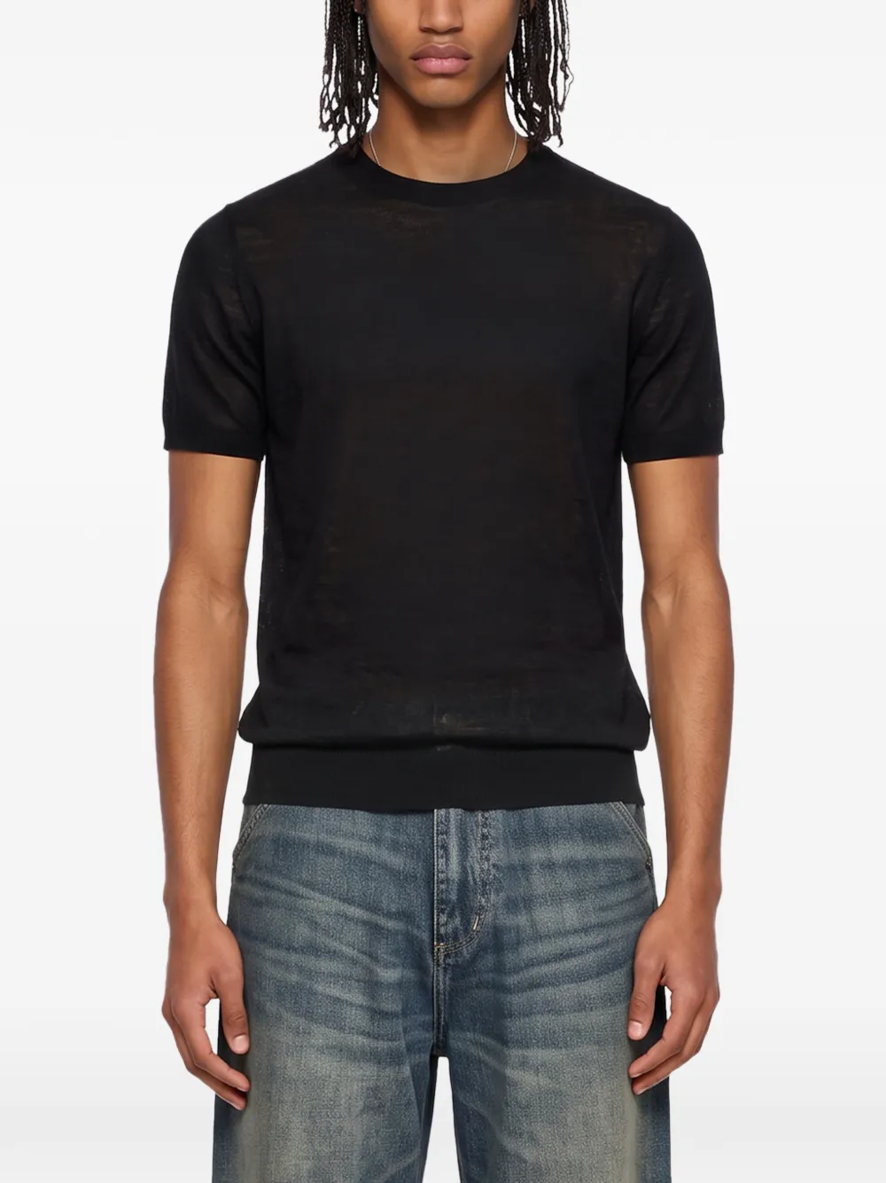 Kangra T-shirt met ronde hals Zwart