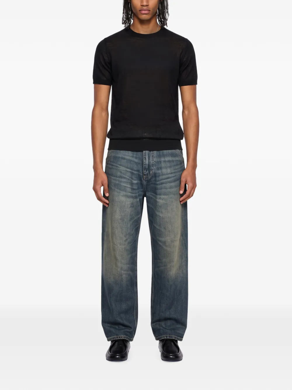 Kangra T-shirt met ronde hals Zwart