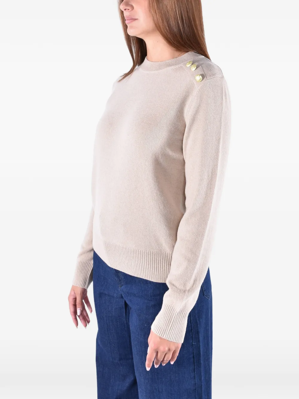 Barbour Penny button-detail crew-neck sweater Beige