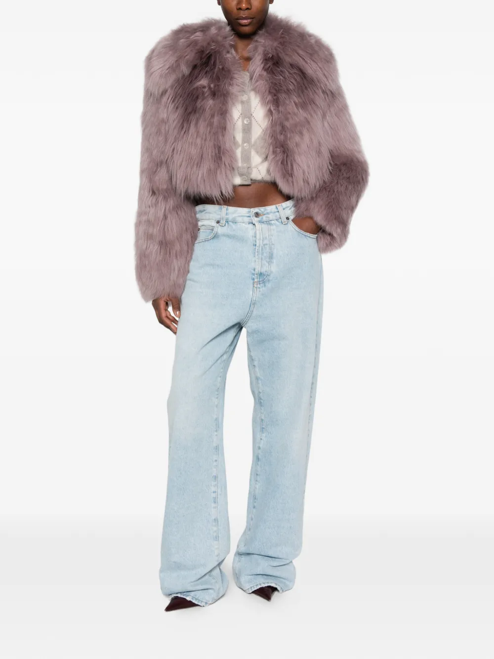 Blumarine fur cropped jacket Paars