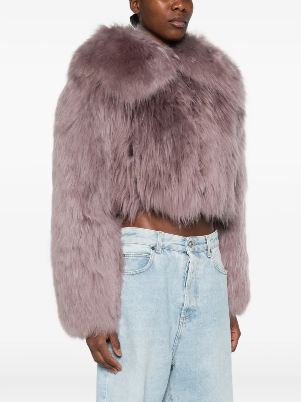 Blumarine fur cropped jacket Paars