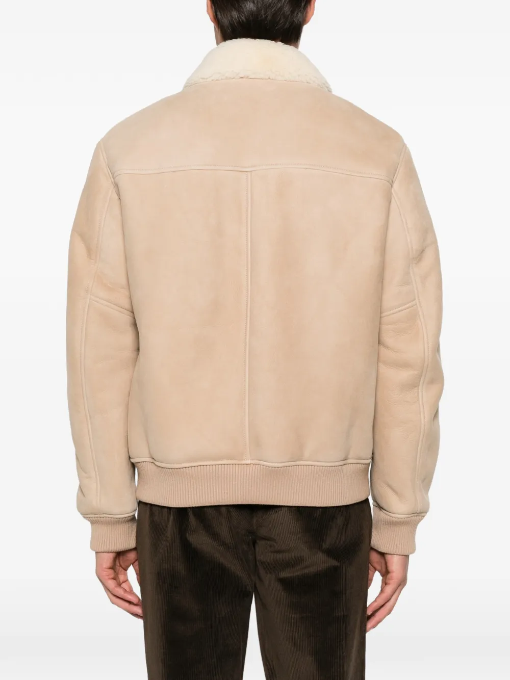 Canali shearling-collar leather jacket Beige