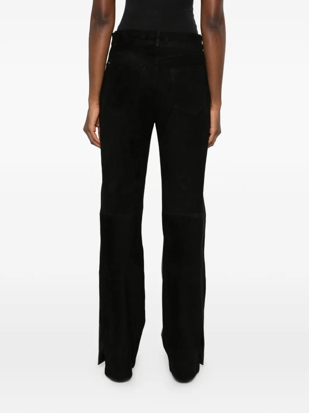 Sportmax Crespo leren broek met vlakken Zwart