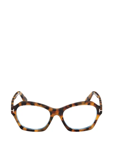 TOM FORD Eyewear tortoiseshell-effect geometric-frame glasses