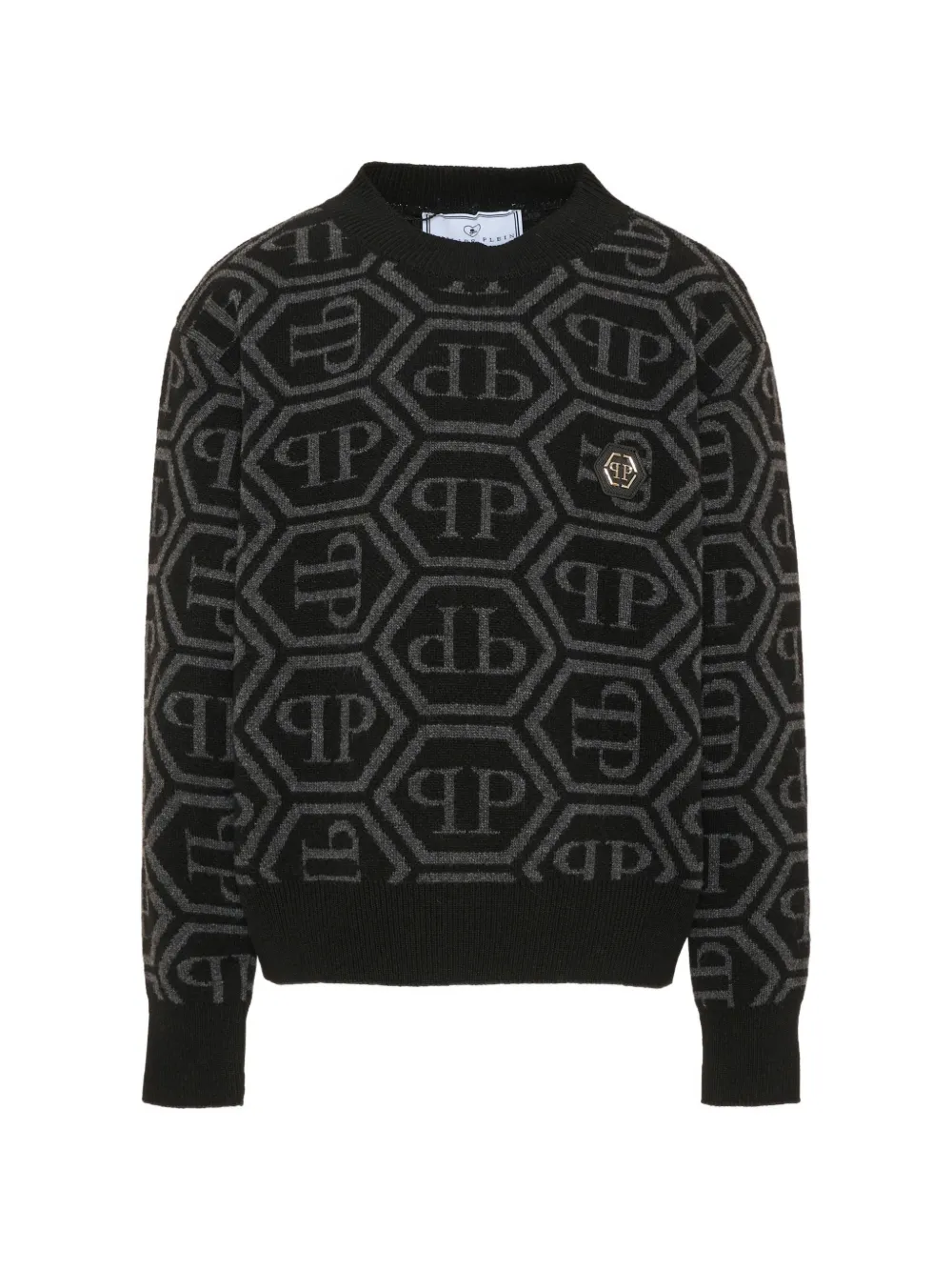 Philipp Plein Junior monogram-pattern logo-plaque sweater - Nero