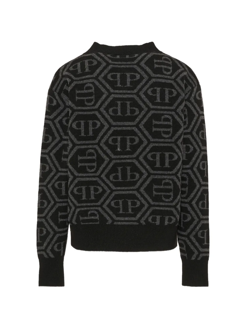 Philipp Plein Junior monogram-pattern logo-plaque sweater Zwart