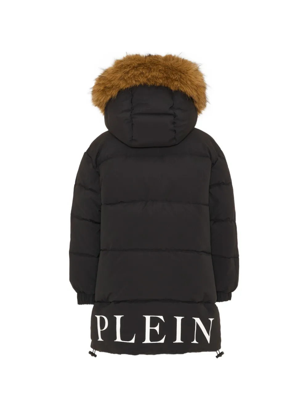 Philipp Plein Junior faux-fur trim logo-print jacket Zwart