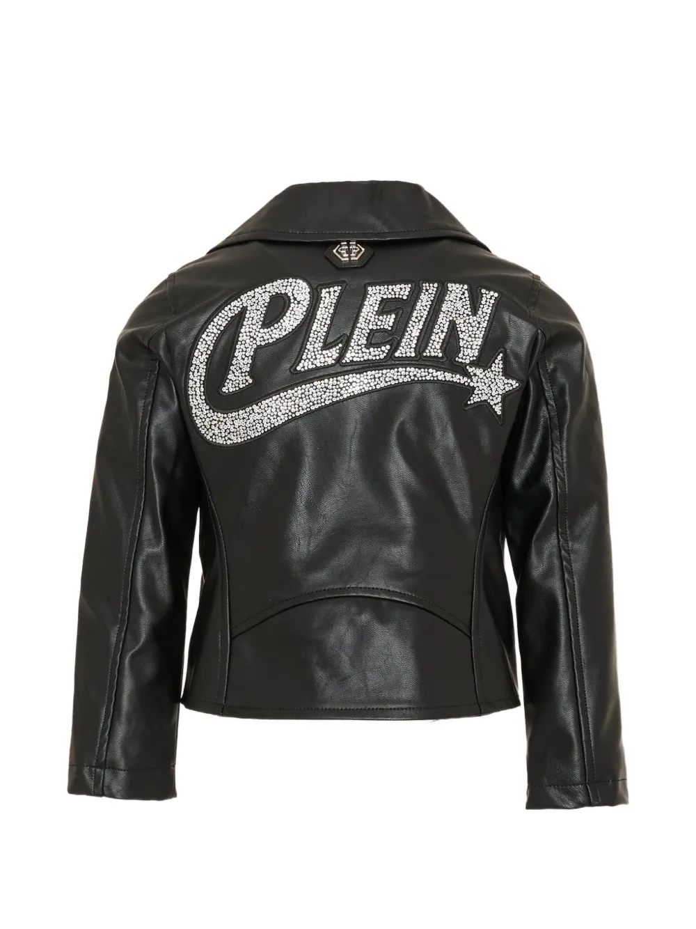 Philipp Plein Junior crystal-embellished biker jacket Zwart