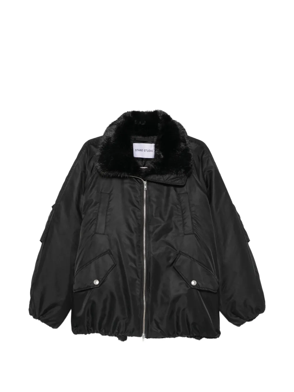 Stand Studio Faux-fur Collar Bomber Jacket In Black