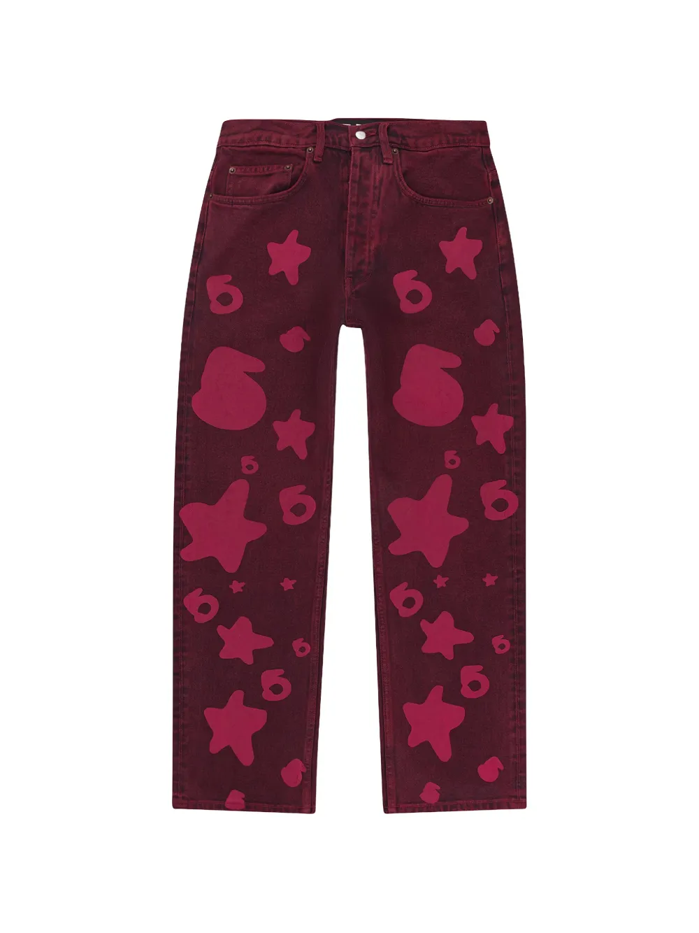 SP5DER Beluga star-print straight-leg jeans - Rosso