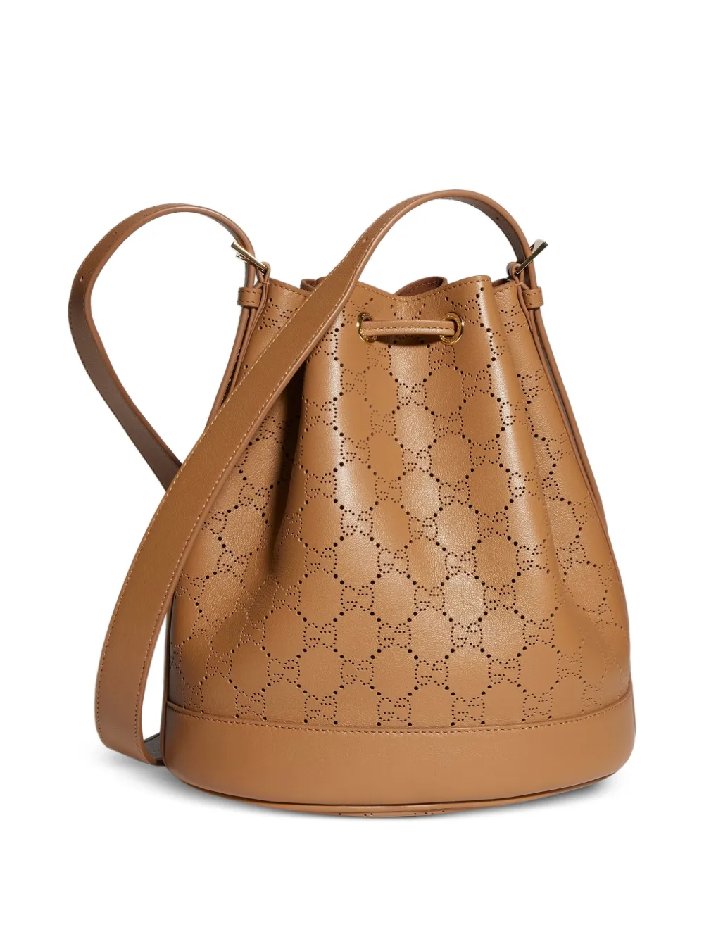 Gucci small Venice perforated GG bucket bag - Brown