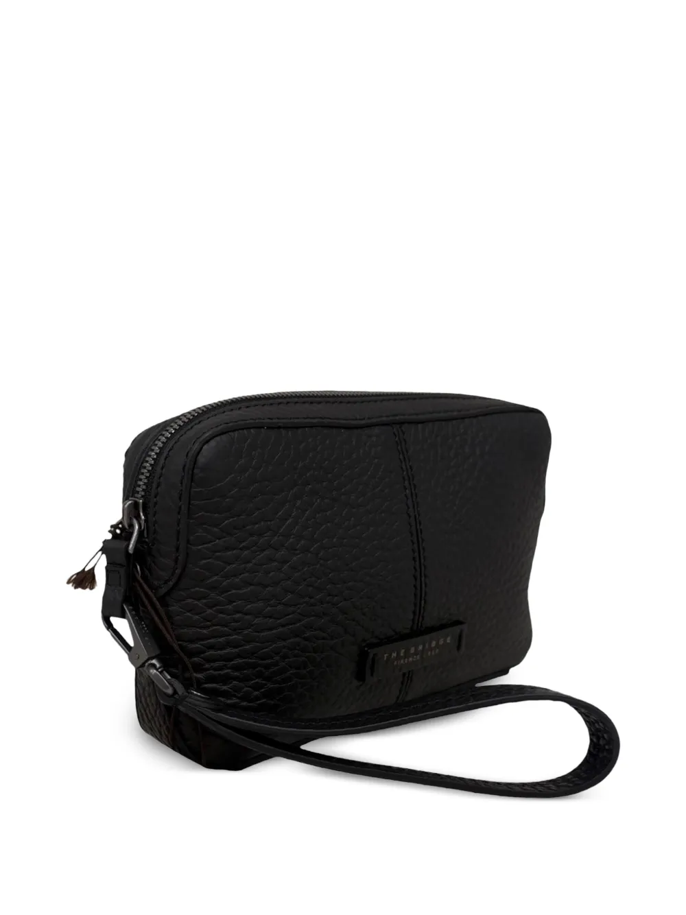 The Bridge pebbled leather clutch bag Zwart