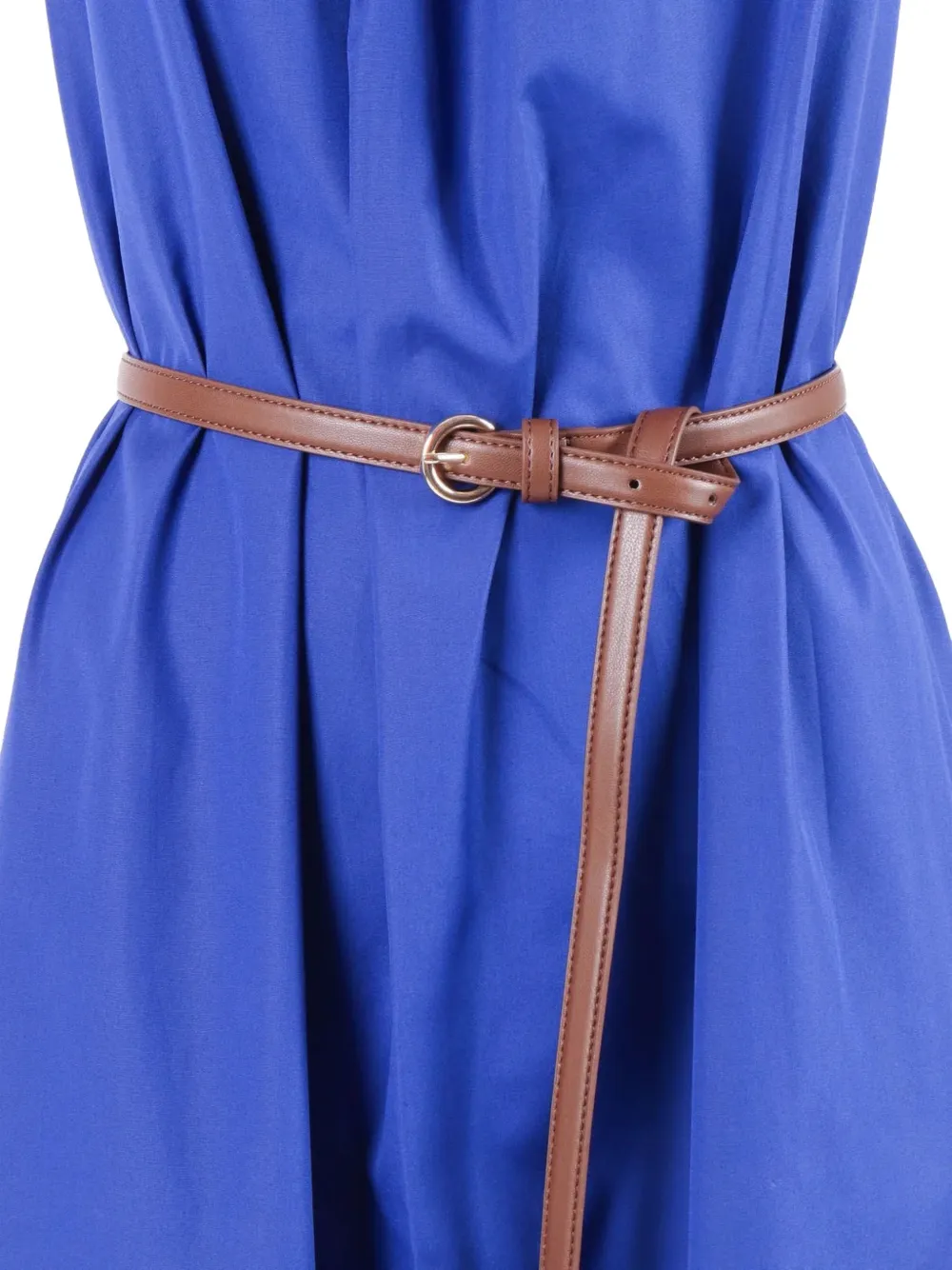 Max Mara belted pleated maxi dress Blauw