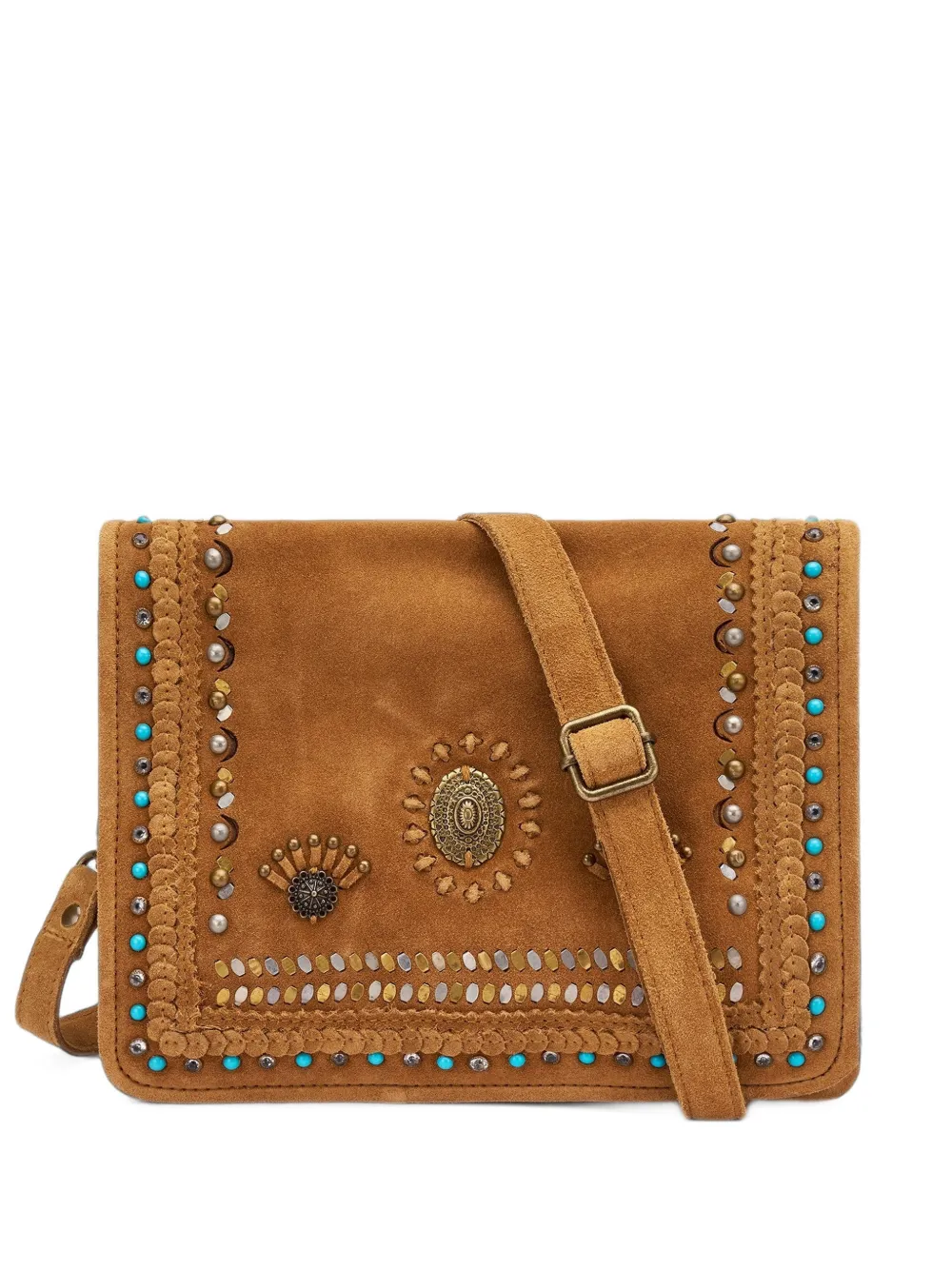 FRAU stud-embellished suede shoulder bag