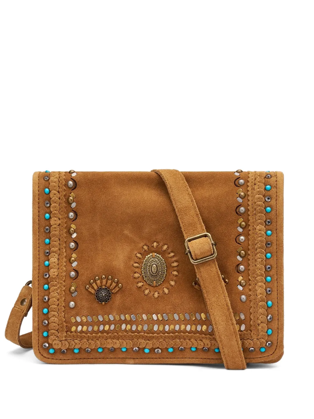 FRAU stud-embellished suede shoulder bag