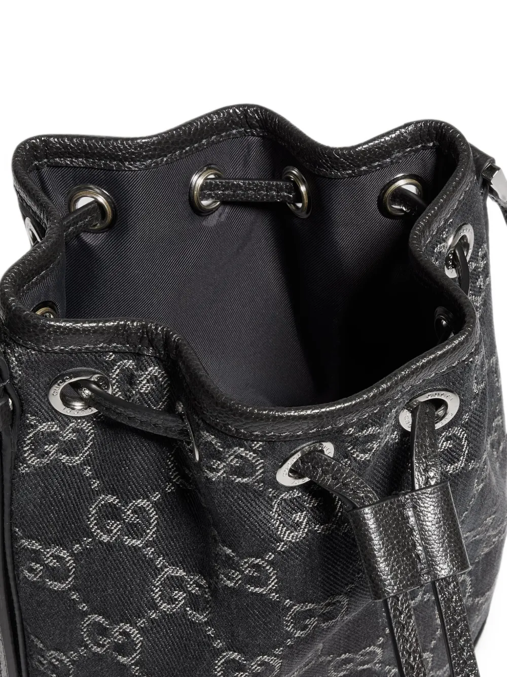 Gucci GG Supreme mini bucket-tas met trekkoord Zwart